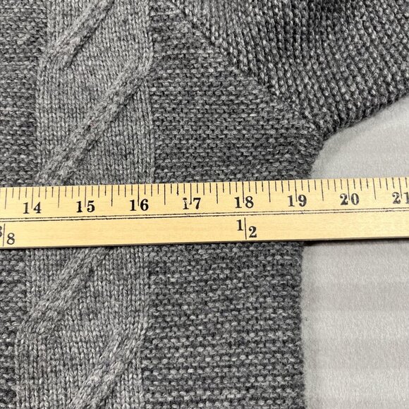 Frank + Oak Sweater Mens Medium Gray Wool Blend Cable Knit Crewneck Pullover - Picture 6 of 8